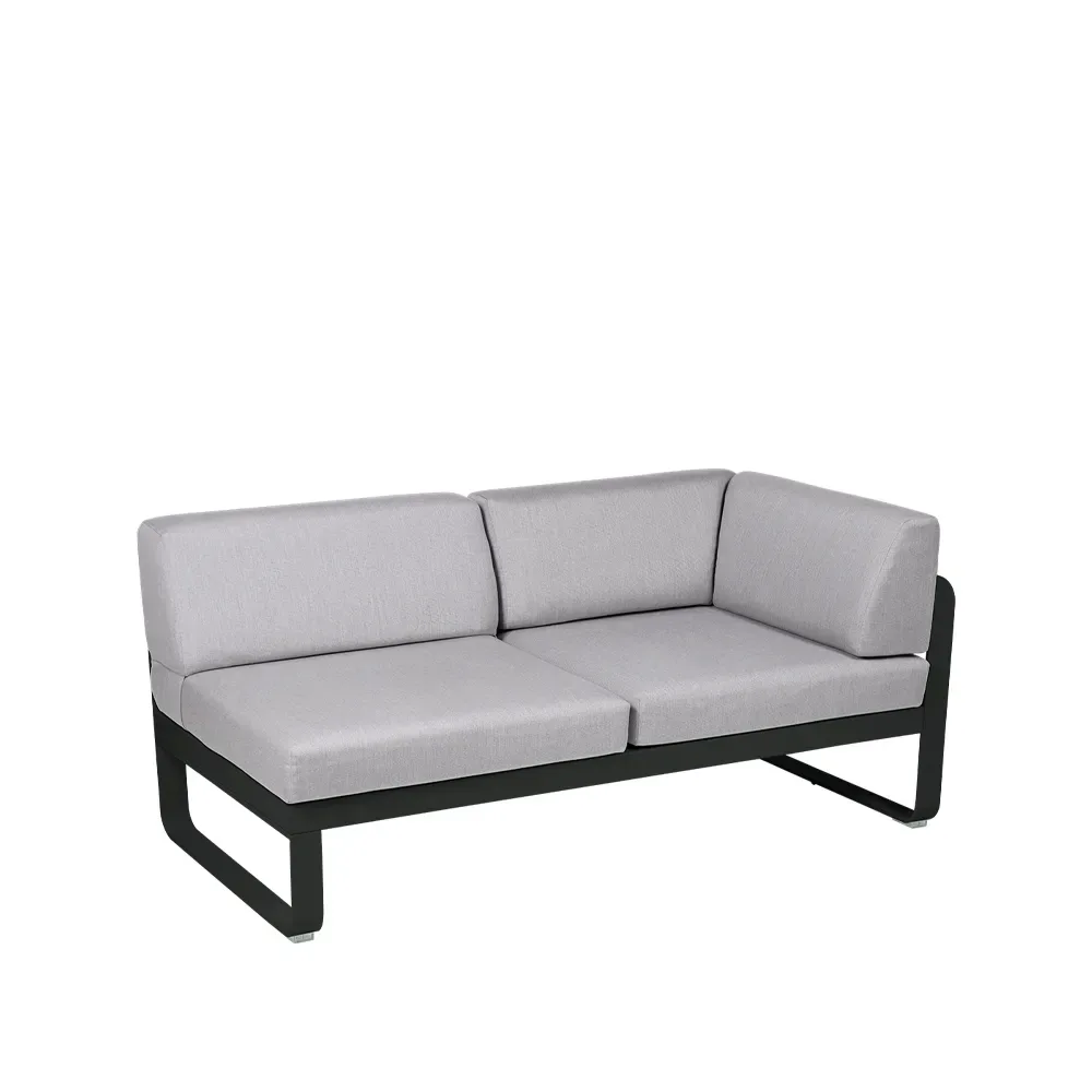 Fermob Bellevie Corner modulsoffa 2-sits Liquorice (svart), flannel grey dyna, höger