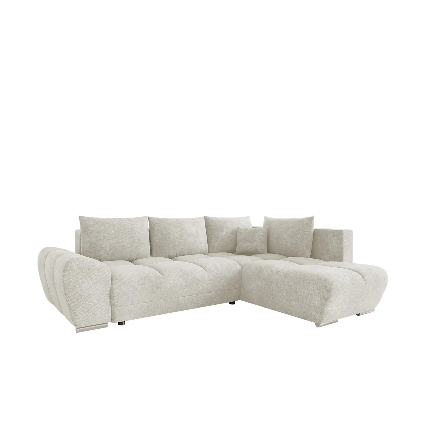 Ostra 4-sits Bäddsoffa divan höger med förvaring - Beige