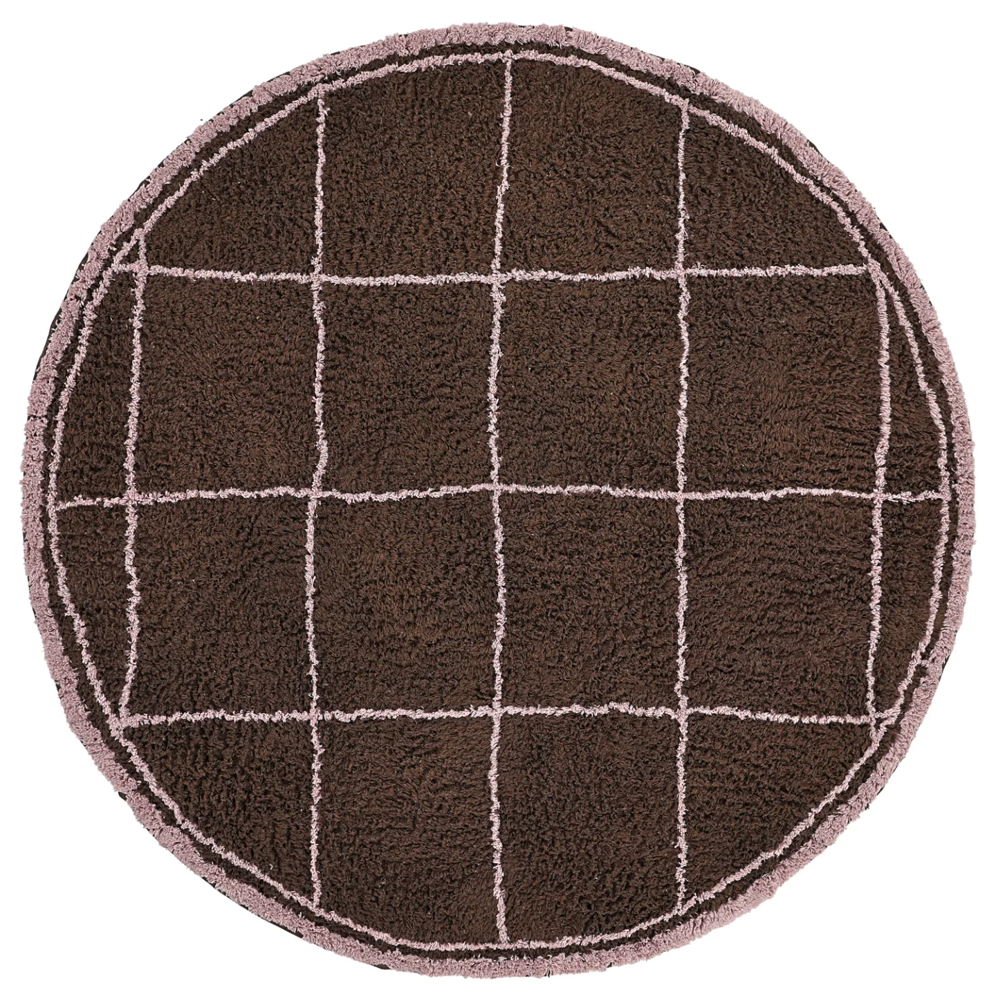 Rundt teppe - Lana Natural Cotton Shaggy (brun) (Størrelse: Ø 240 cm)