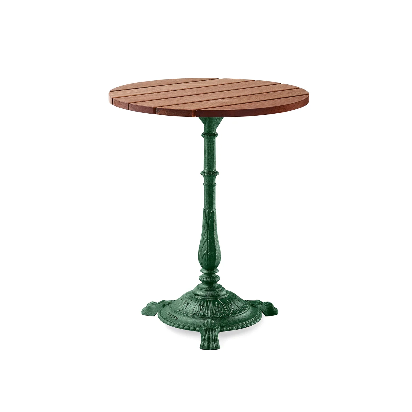 Byarums Bruk - Bord Classic Café Ø60 cm 3-tass – Oljad Mahogny/Grönlackerad Aluminium - Matbord utomhus - Grön - Metall/Trä