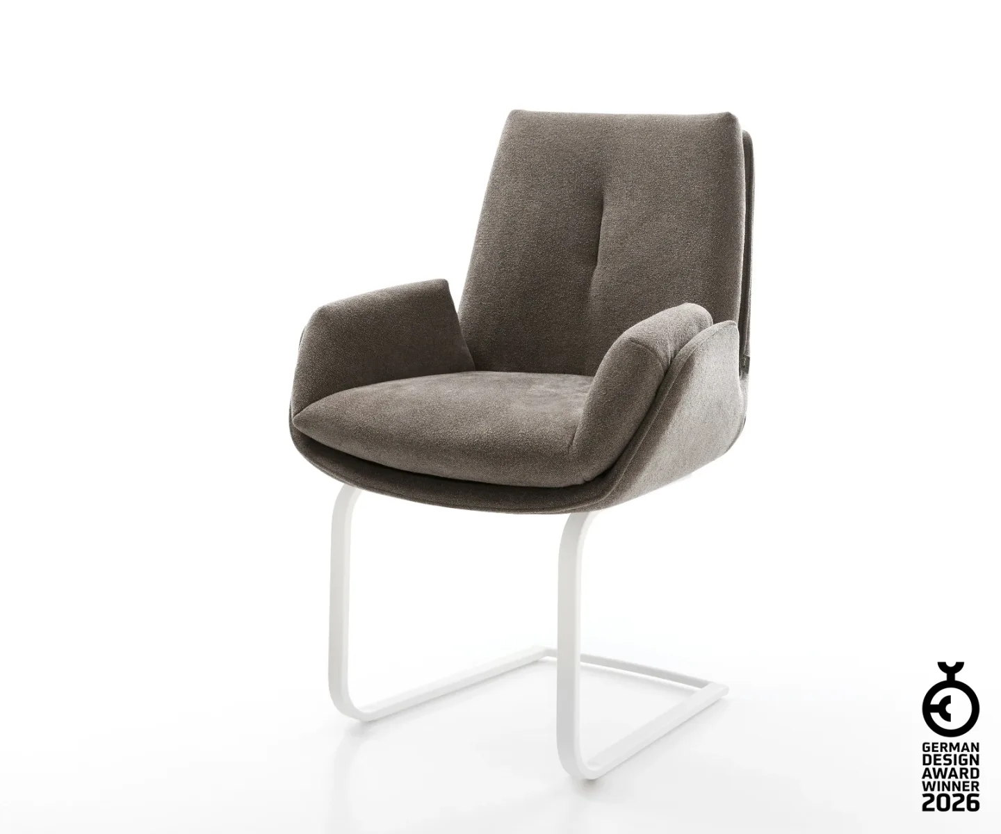 Freischwinger Clea-Flex Strukturstoff Soft Taupe Freischwinger flach Weiß