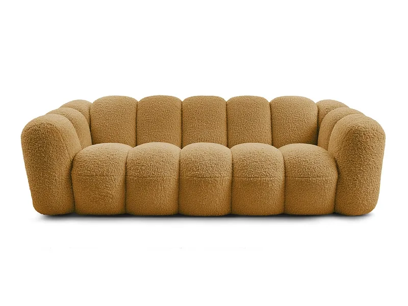 3er Sofa BOBOCHIC HIPPOLYTE Boucle-Stoff gelb
