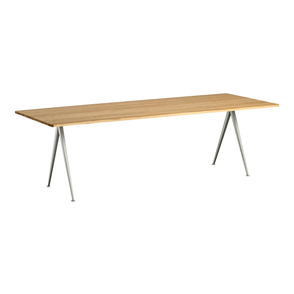 HAY - Pyramid Table 02 250x85 cm Beige/Klarlackad Ek - Matbord - Friso Kramer,Wim Rietveld - Träfärgad - Metall/Trä