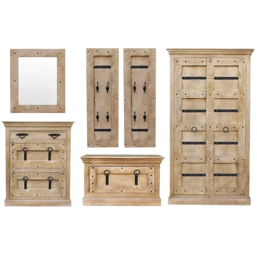 Garderobenmöbel Daipur natur Holz/Metall B 373 T 45 H 180 cm
