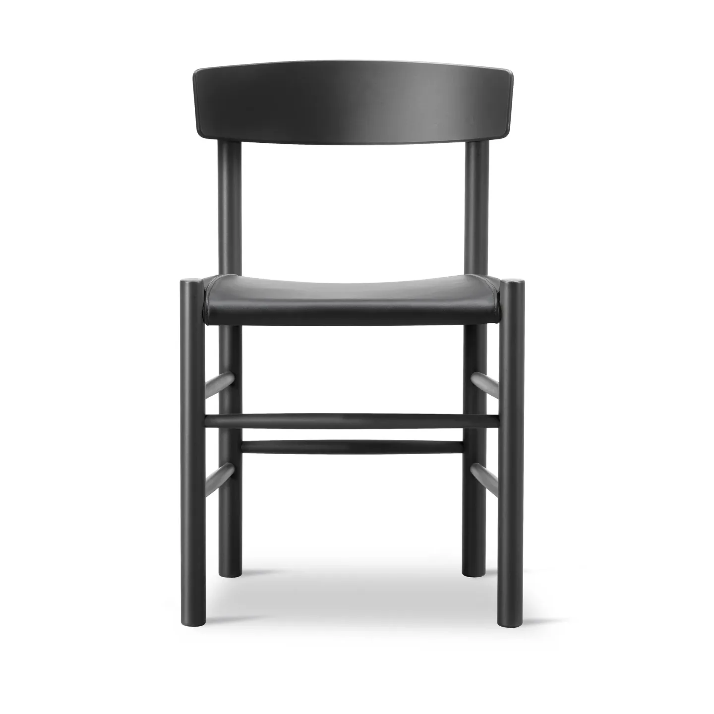 Fredericia Furniture J39 stol Svartlackerad bok-läder Omni 301 svart