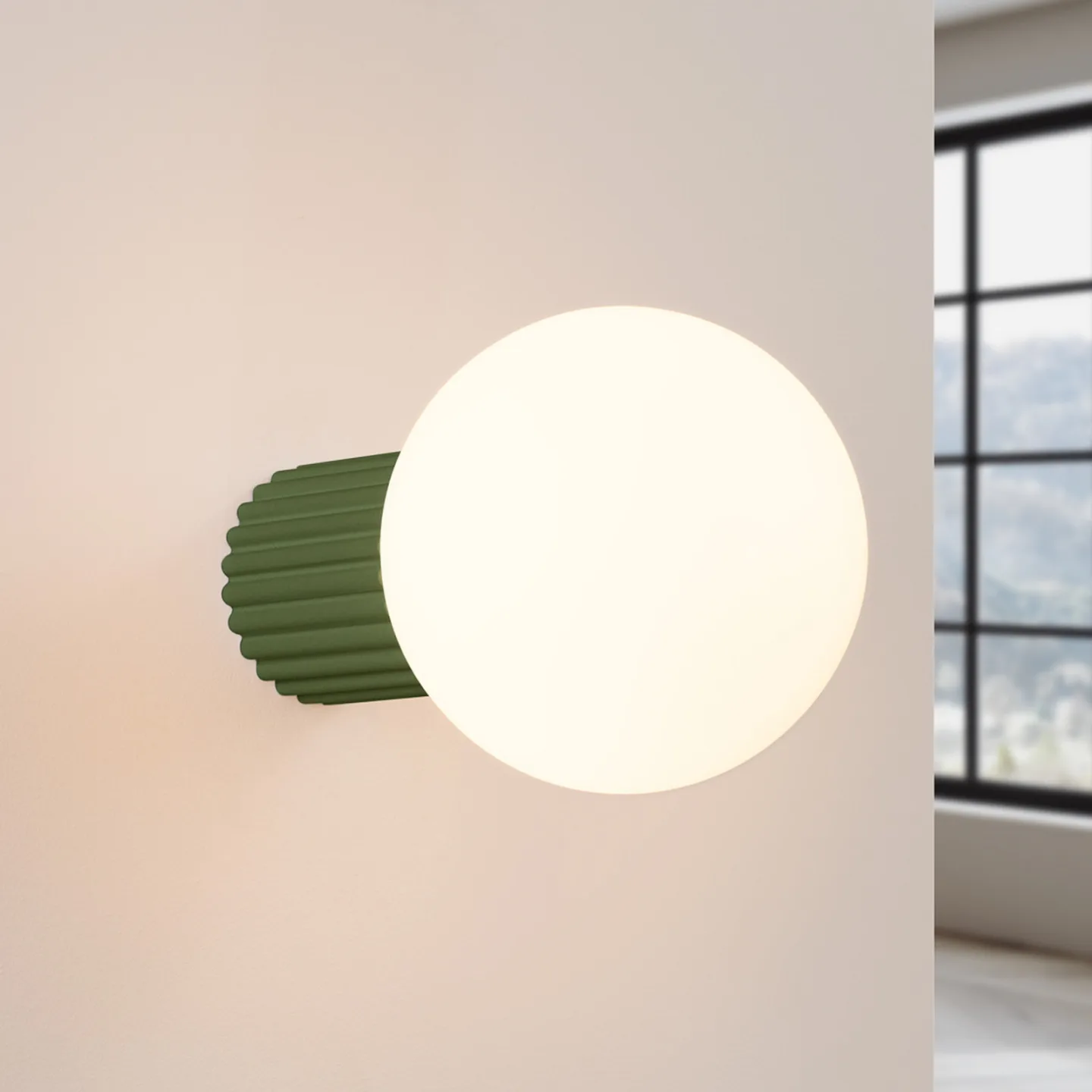 ORBI Wandlampe olivgrün Glas/Metall Ø 12 cm IP44 G9 - SOLLUX SOLLUX LIGHTING - Badezimmer - Aluminium - Einflammig