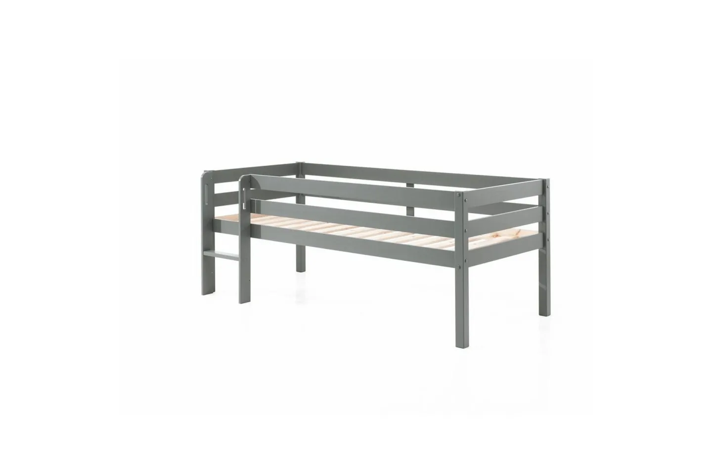 Mellanhög säng med stege Pino Grå, 85 cm - Grå, 85 cm
