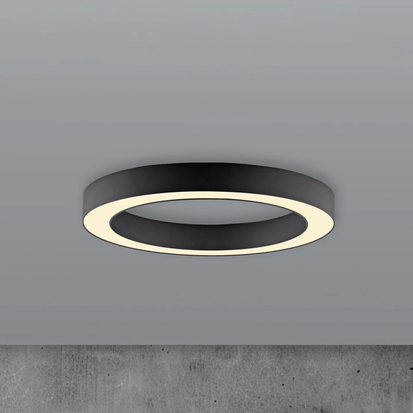 Lines LED-loftlampe, Ø 35 cm, grafit, CCT, fjernbetjening – PURE - Stue - Moderne - Metal - Rund