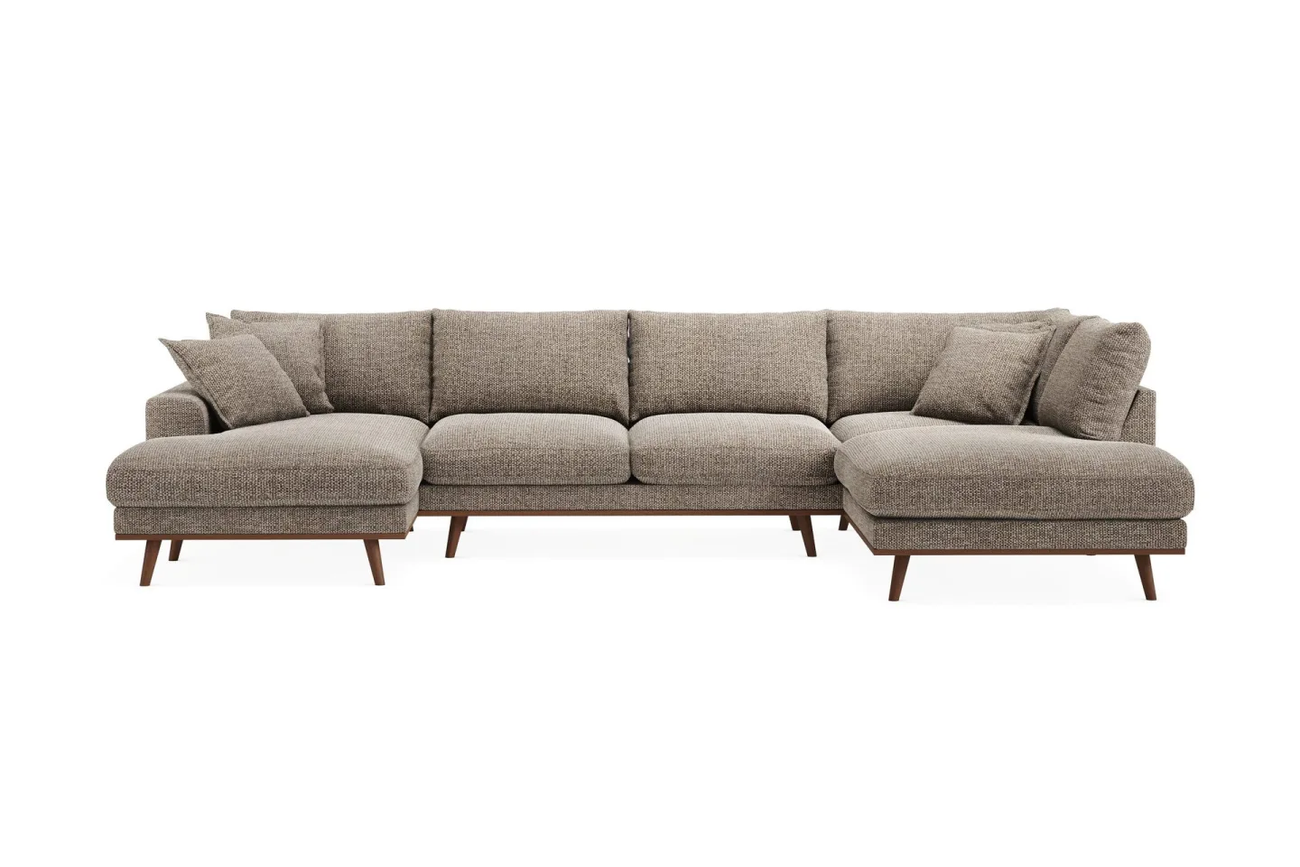 Copenhagen Premium 5-sits Högervänd U-formad Djup Soffa med Divan och Schäslong i Chenille - Brun