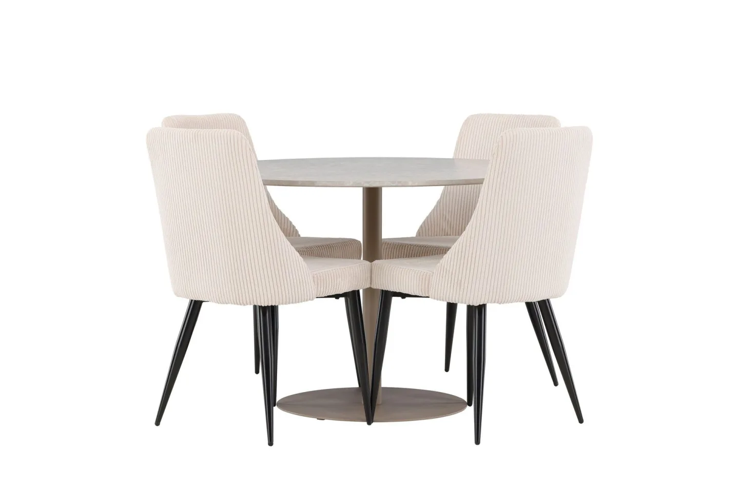 Lycke Matgrupp 110 cm Rund med 4 Leone stolar - Beige/Beige