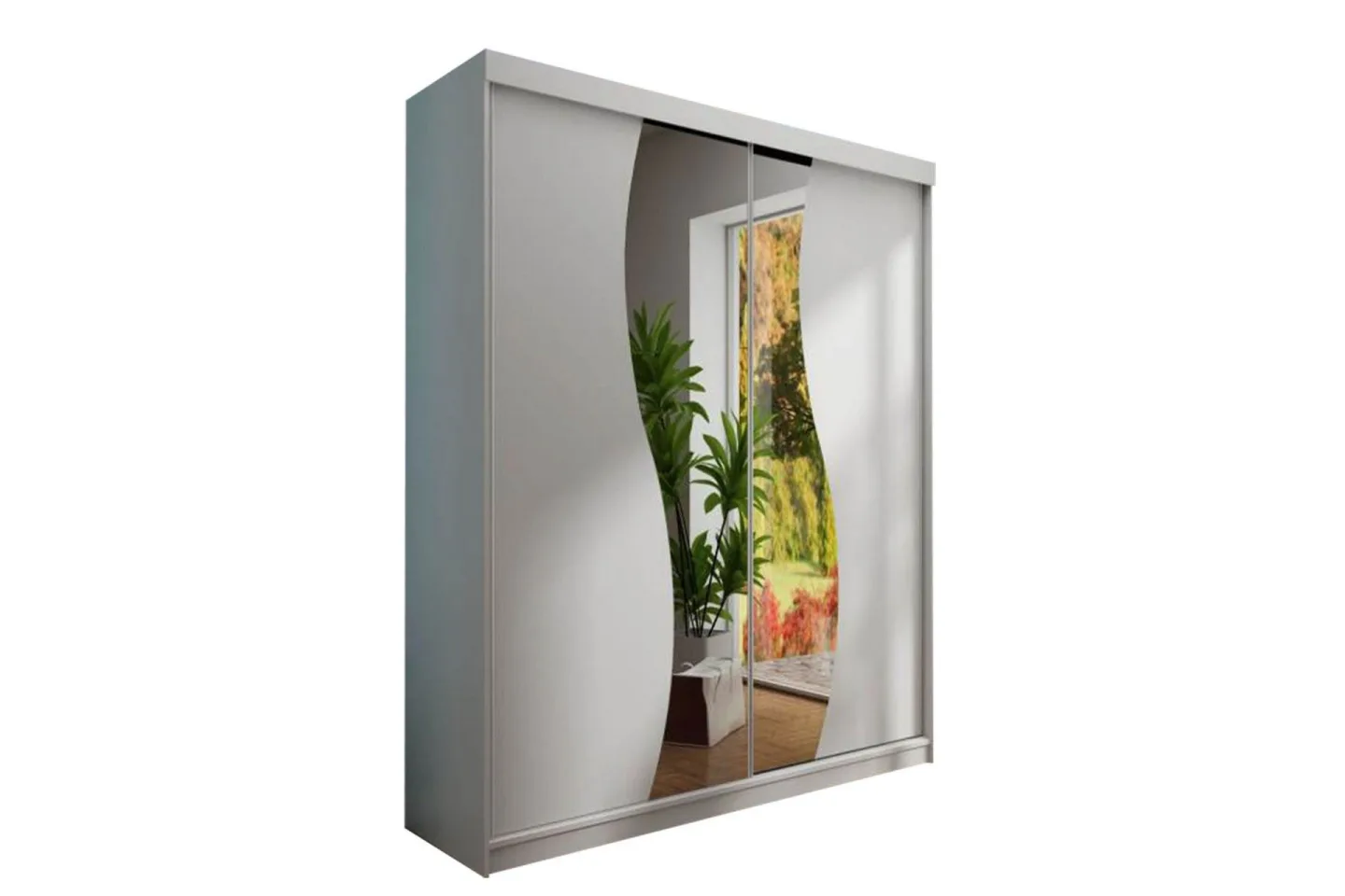 Dunkra Garderob m. Spegel 150x200 cm - Vit