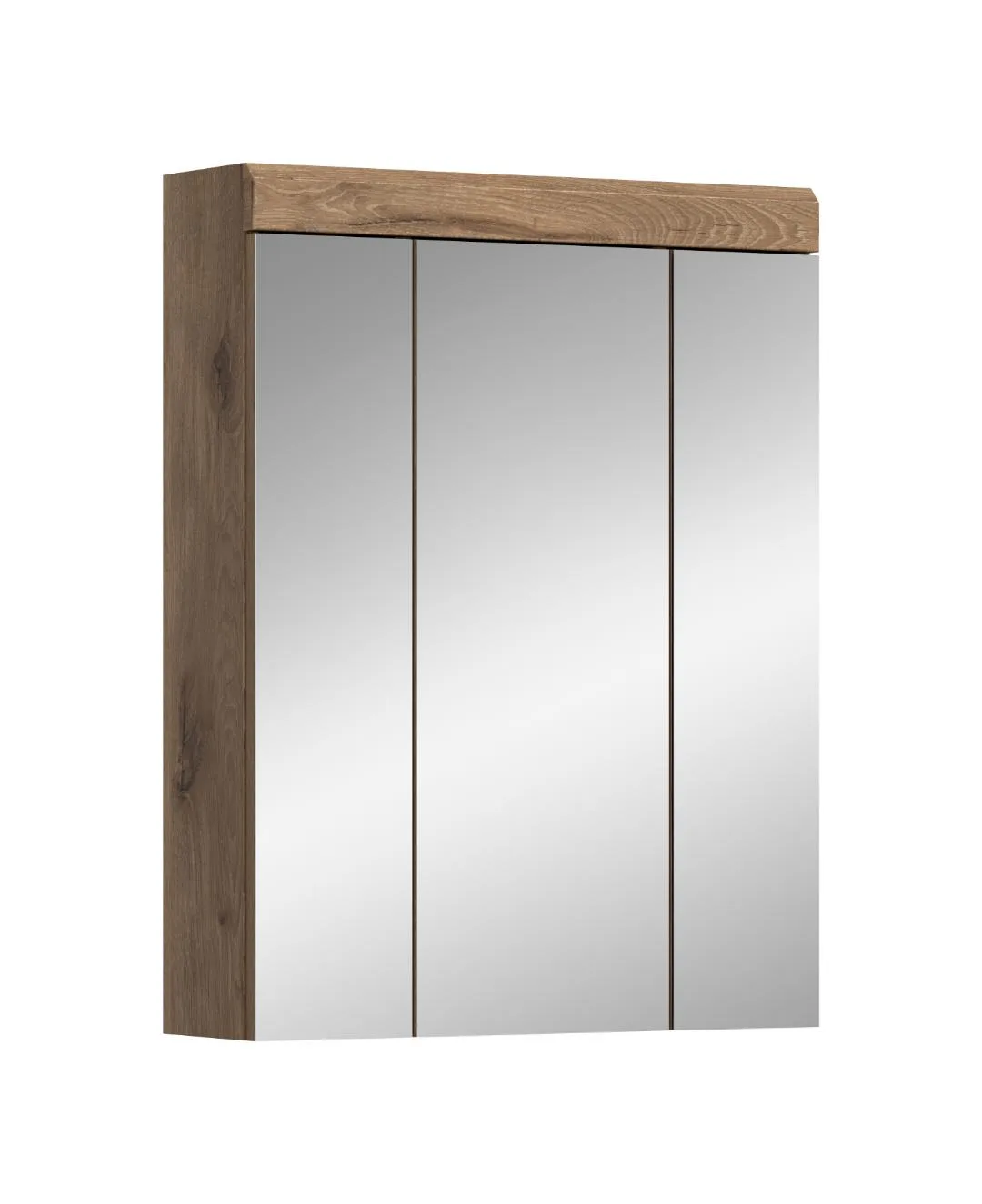Wave Spiegelschrank Bad 3 Spiegeltüren Eiche Dekor, Eiche Dekor.