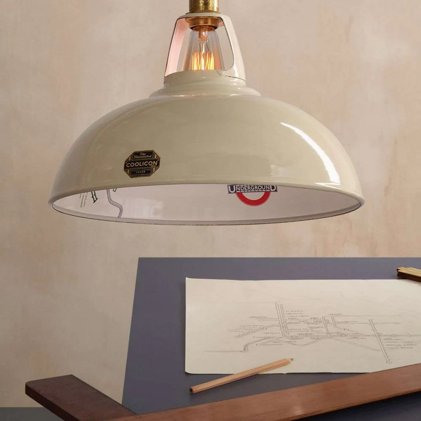 Large 1933 Design Pendelleuchte Paper Cream - Coolicon - Wohnzimmer - Metall