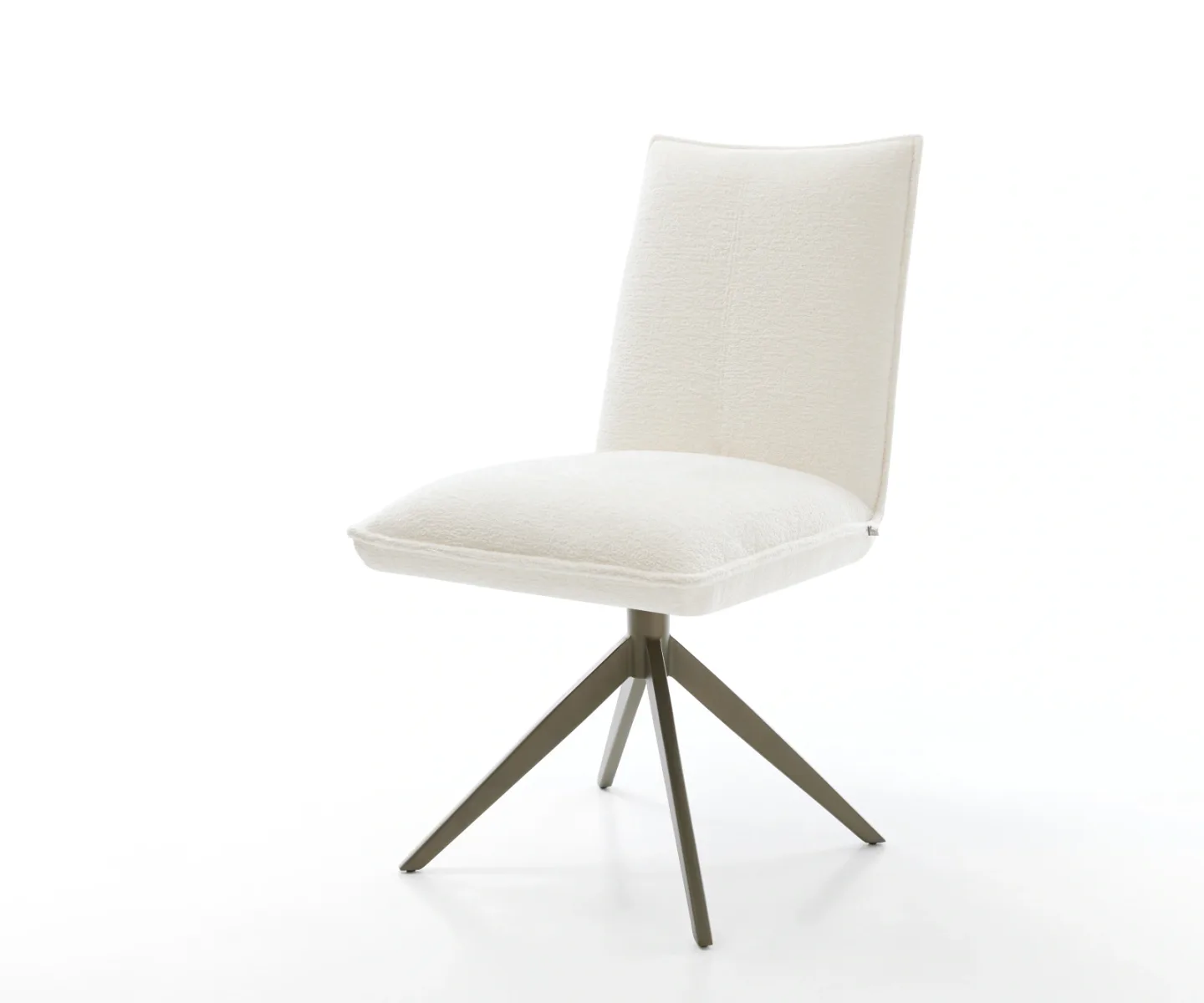 Drehstuhl Lelio-Flex Bouclé Soft Beige Kreuzgestell breit Effektfinish Titan 360° drehbar Wippfunktion Taschenfederkern