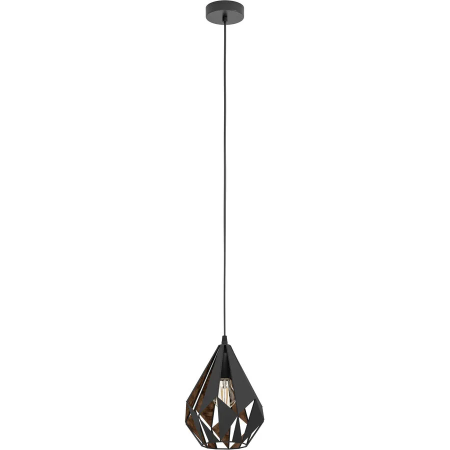 Eglo Pendellampe Carlton 1 Kupfer/Schwarz Stahl 110 cm - Farbe: schwarz/kupfer