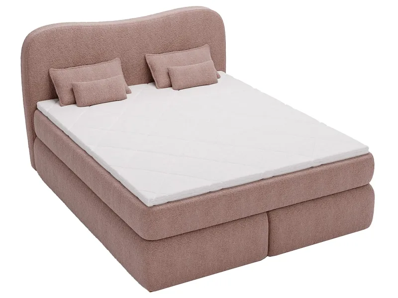 Boxspringbett CHLOE dunkelrose 140x200cm halbfest