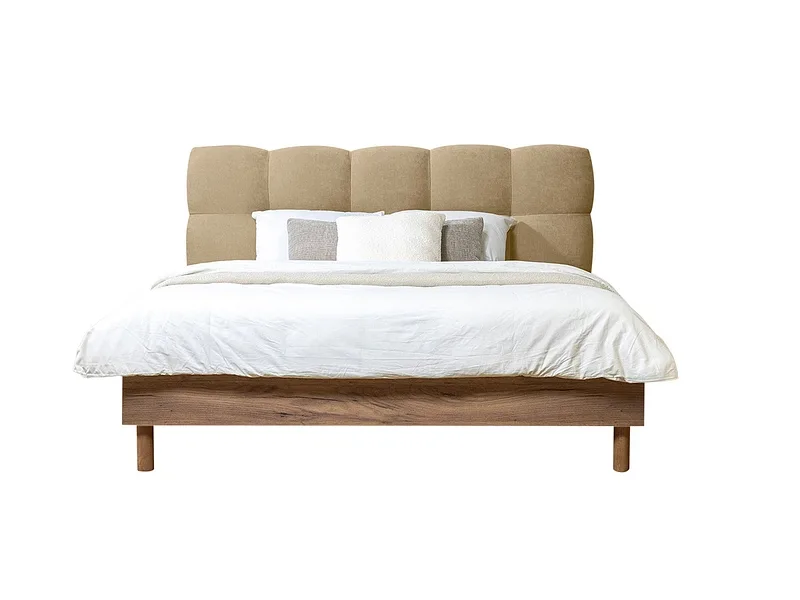 Bett BOBOCHIC KUMO 160x200cm stoff mit textur beige