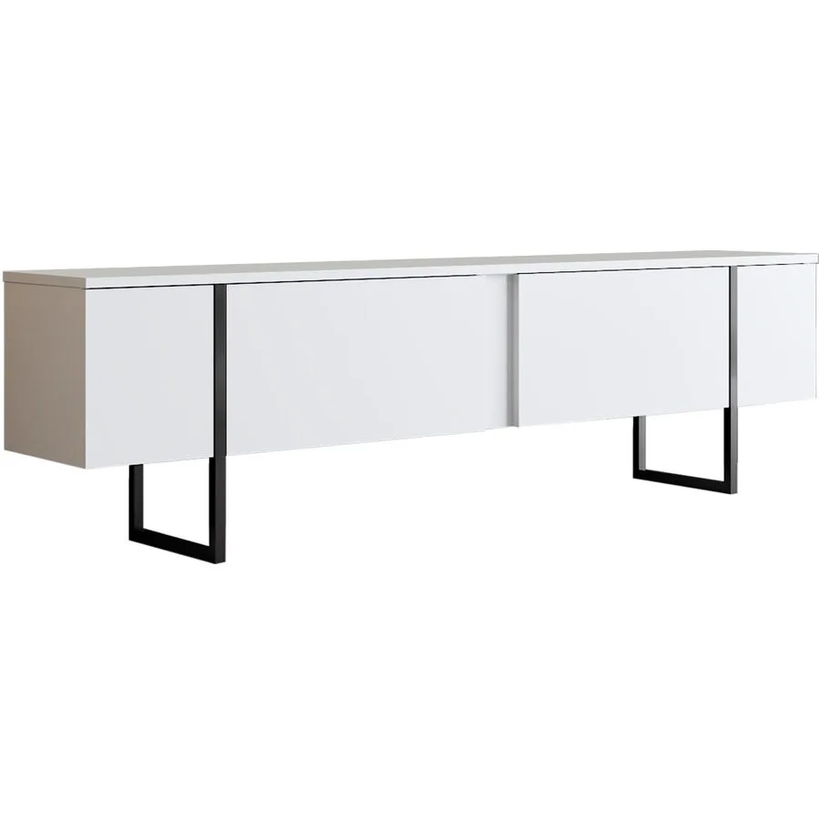 TV-Möbel Yasam weiss Melaminbeschichtete Spanplatte B 180 cm 30 kg