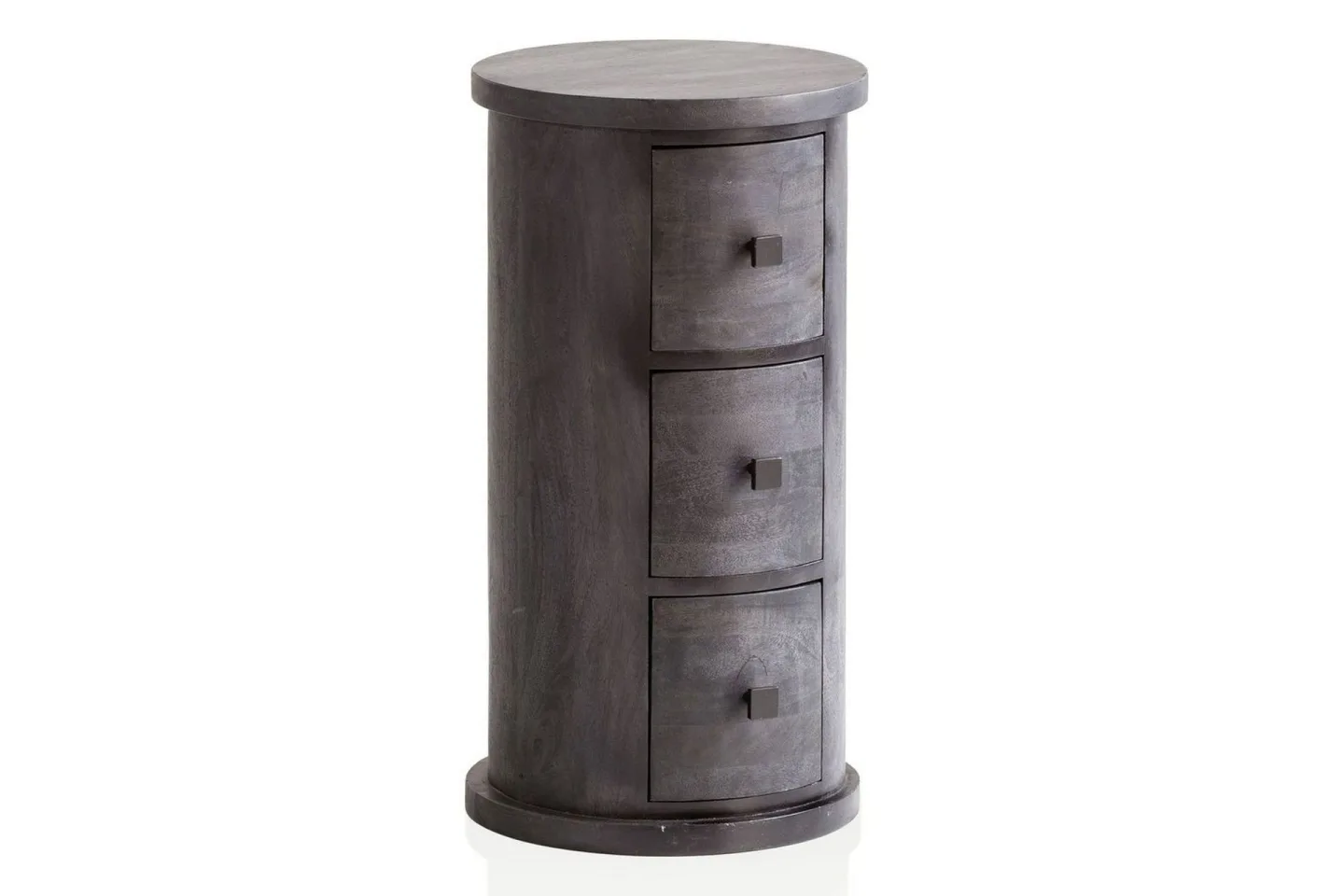 Sideboard Wohnling Runt massivt trä lantlig stil Svart, 3 lådor - Svart, 3 lådor