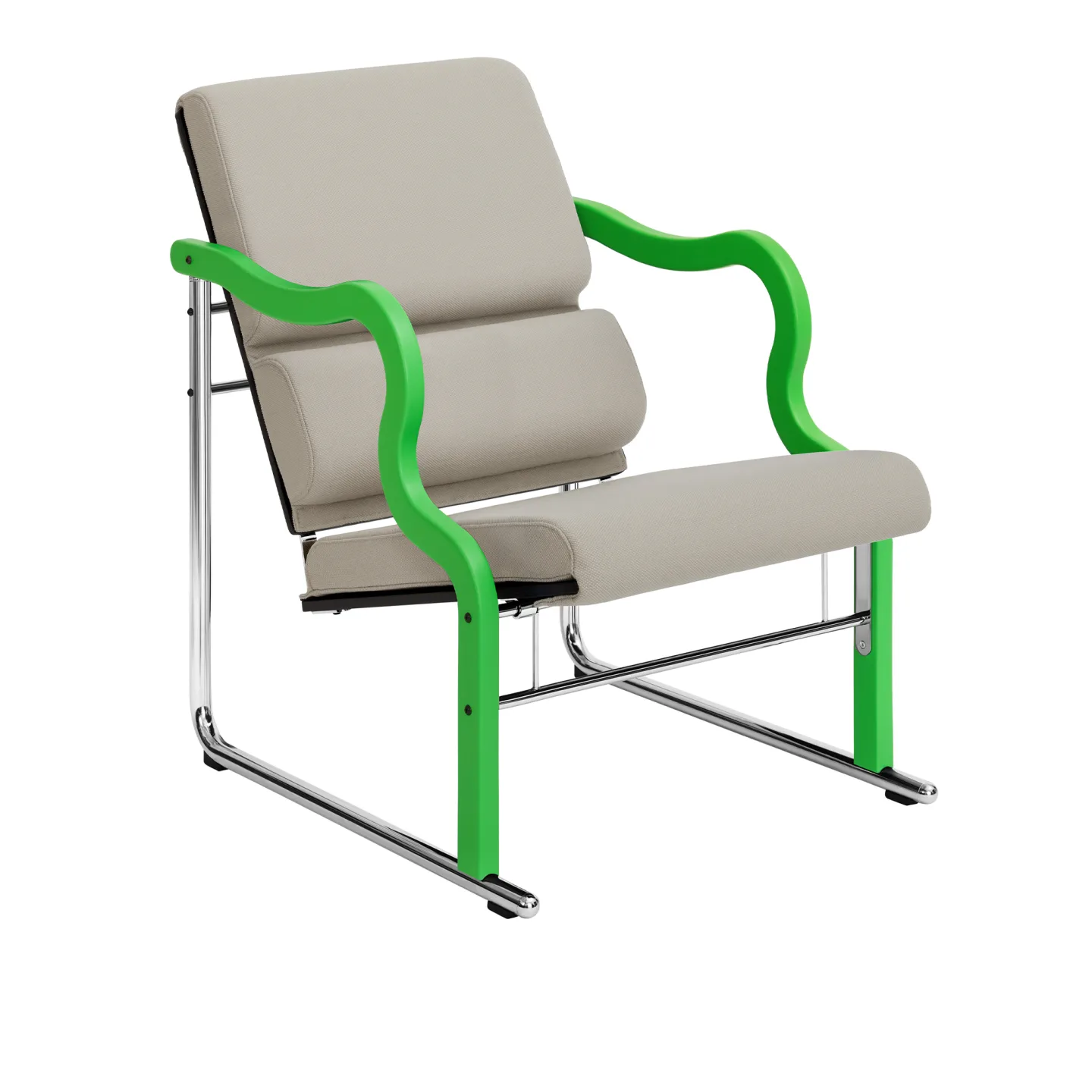 HEM - Experiment Lounge Chair 501, Green/Light Beige - Fåtöljer - Flerfärgad - Metall/Trä/Skum