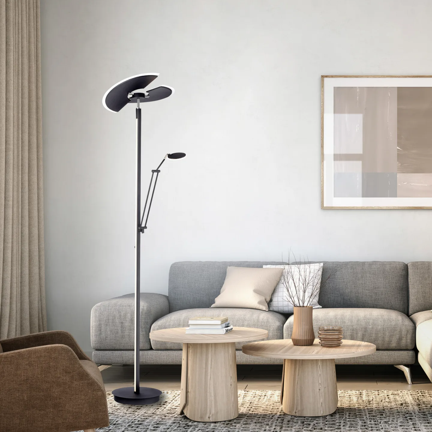 Mutil LED-gulvlampe, grafit, læselampe, CCT – PURE PURE Mutil - Stue - Moderne - Metal - Med flere lyskilder