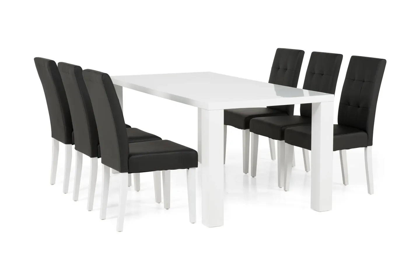 Cibus Matgrupp 180 cm med 6 Viktor Stol - Vit/Svart