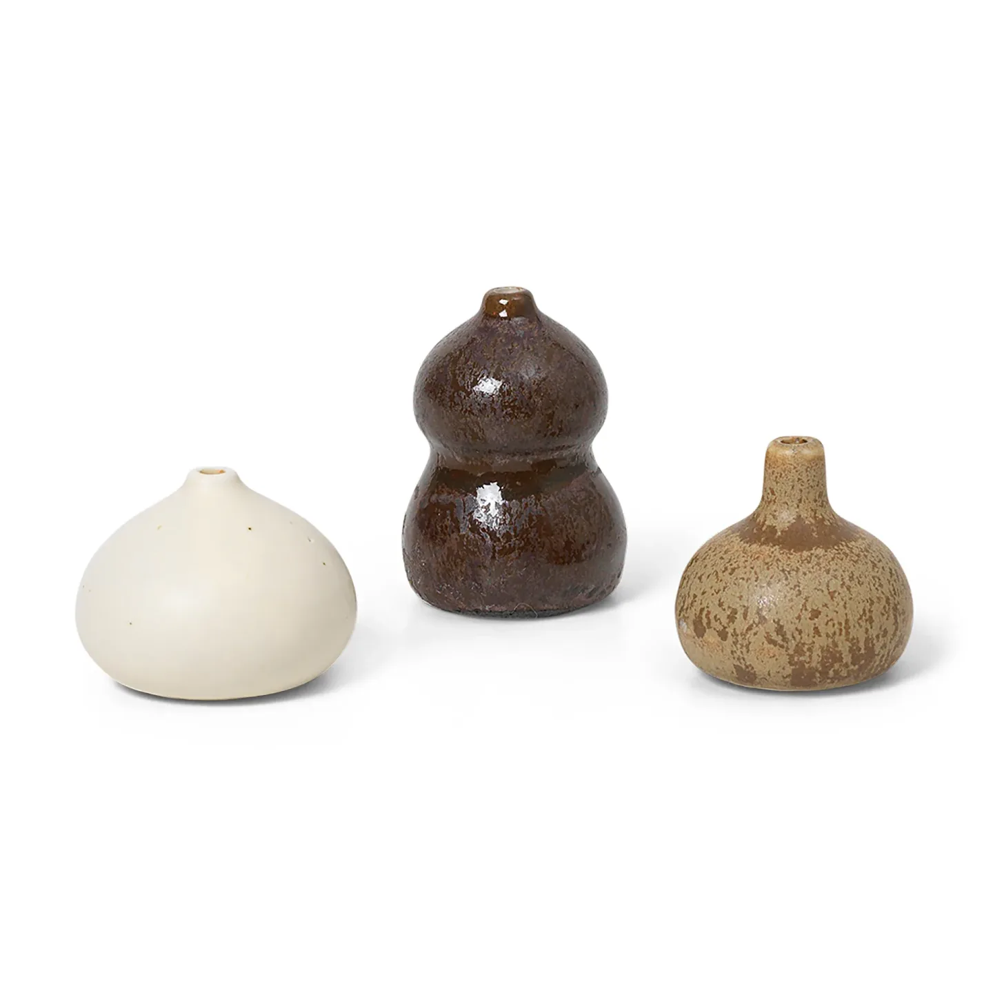 Ferm Living Komo Vasee mini 3er Set Brown-white
