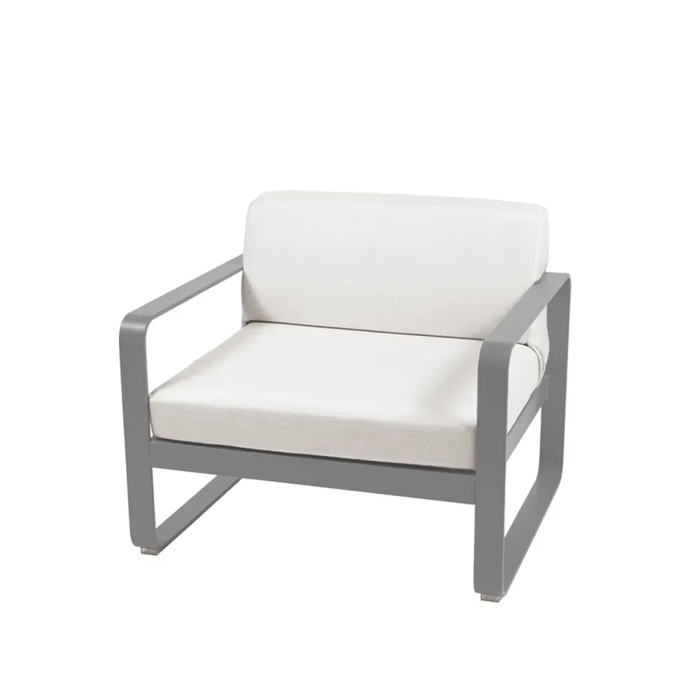 Fermob Bellevie fåtölj Storm grey (grå), off-white dyna