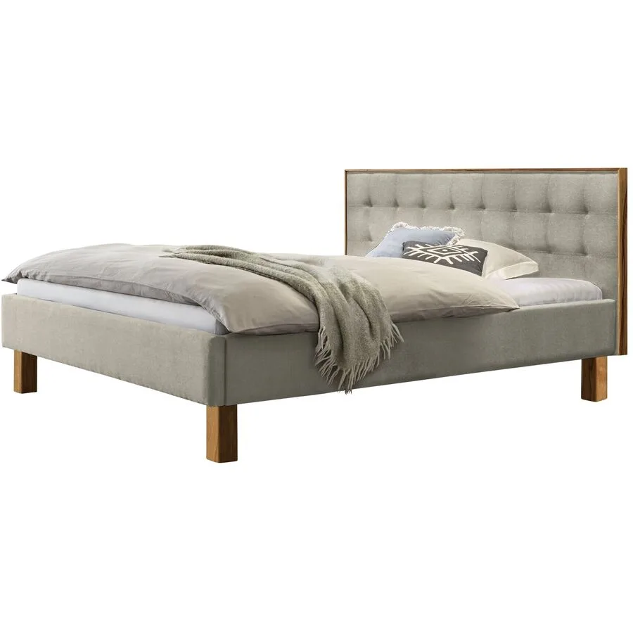 Hasena Bett Dream Pronto Beige, Natur Stoff/Holz Massivholz 140 x 200 cm