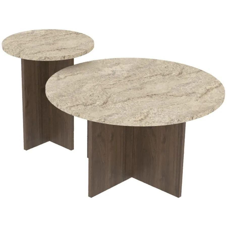 Salontisch Georis Travertin, Nussbaum 100% Melaminbeschichtete Kiefer B 70 T 70 cm