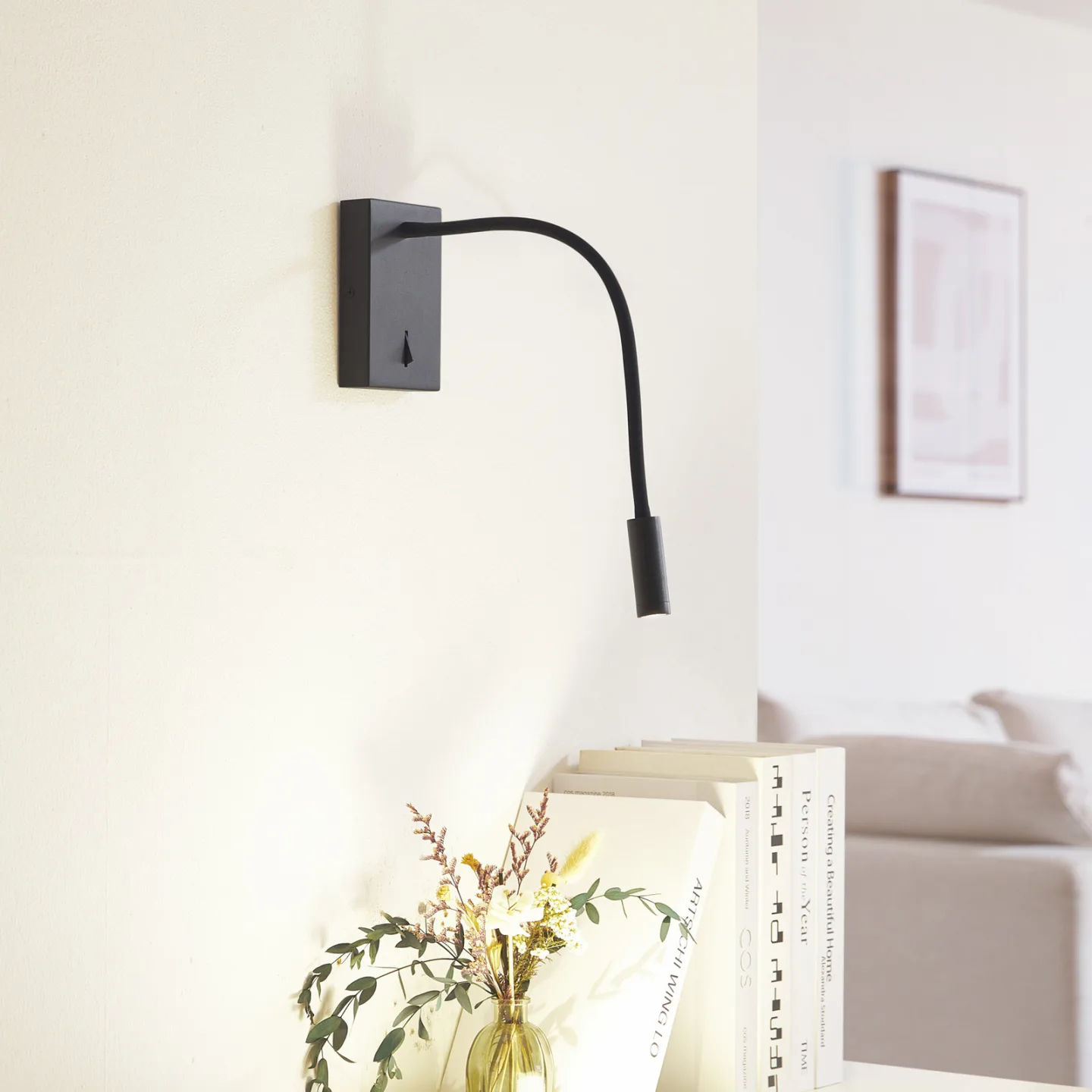 Hetti LED Wandleuchte Schwarz - Lucande - Schlafzimmer - Metall - Einflammig