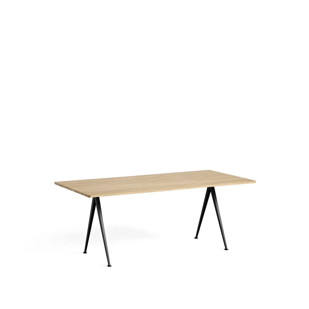 HAY Pyramid 02 Esstisch Oak matt lacqured-190x85cm-schwarz Stahlgestell