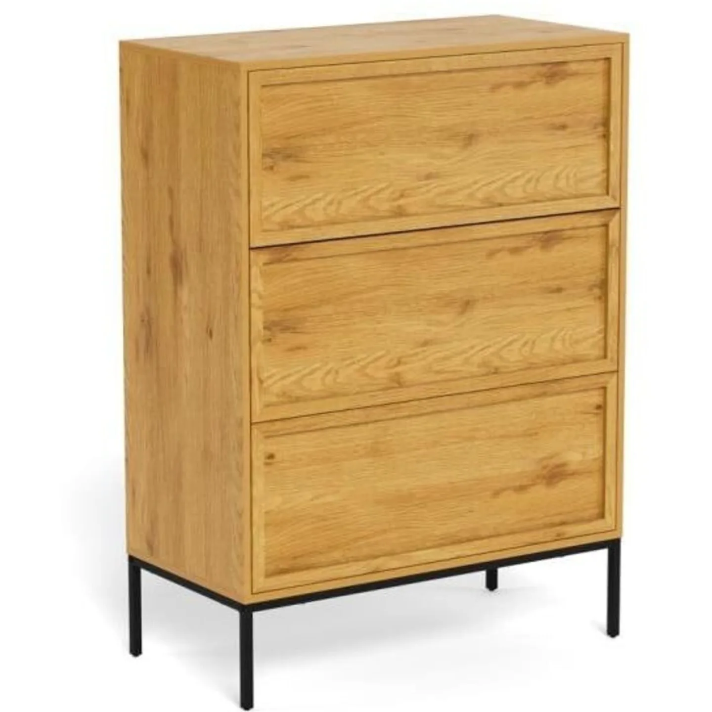 AC Design Furniture Kommode AC Design Eiche, Schwarz, Hellbraun Holz B 80 H 110 cm - Kommode