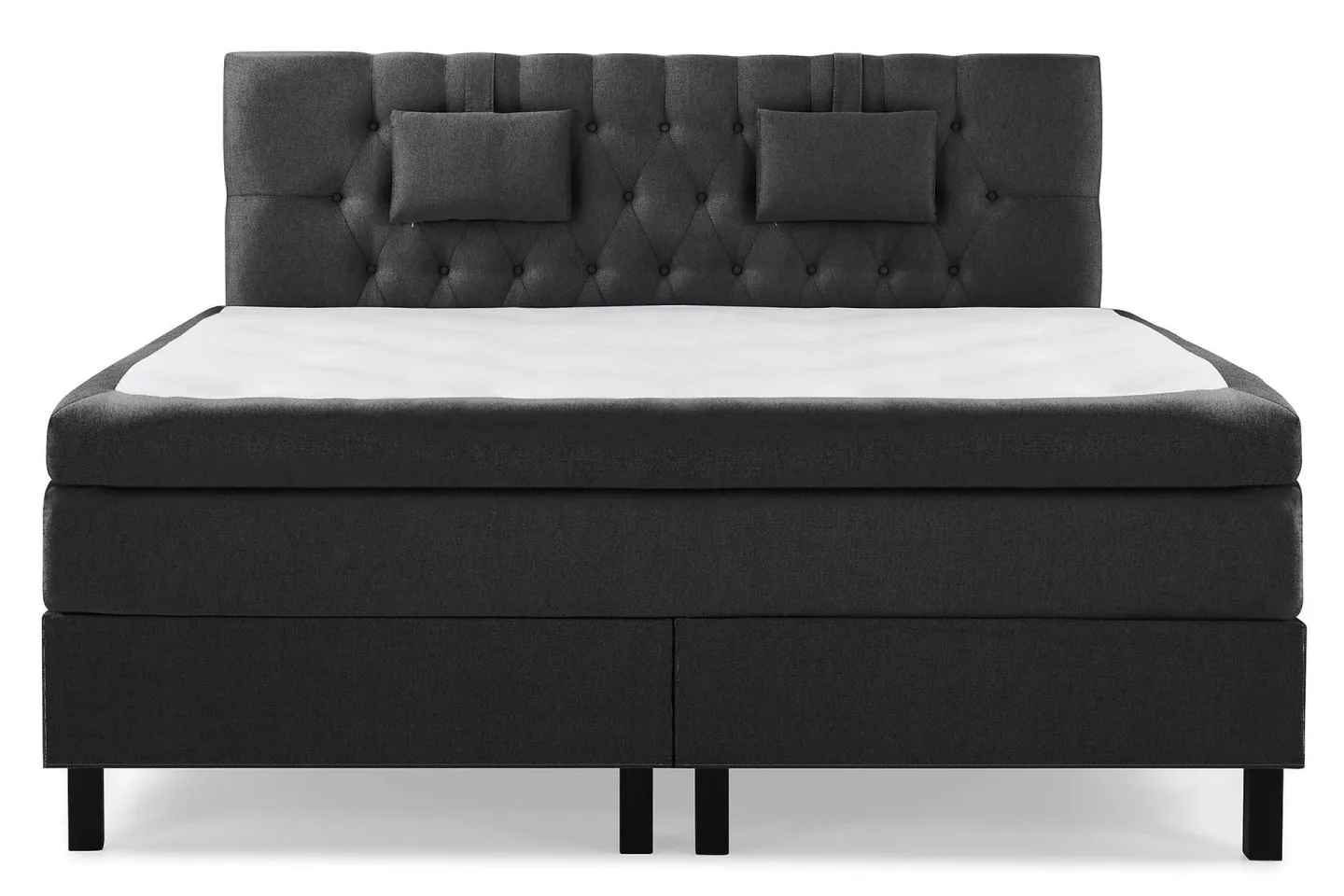 Lucky Komplett Sängpaket 180x200 Latex Diamant Sänggavel - Nackkudde Liten Svart/Grå