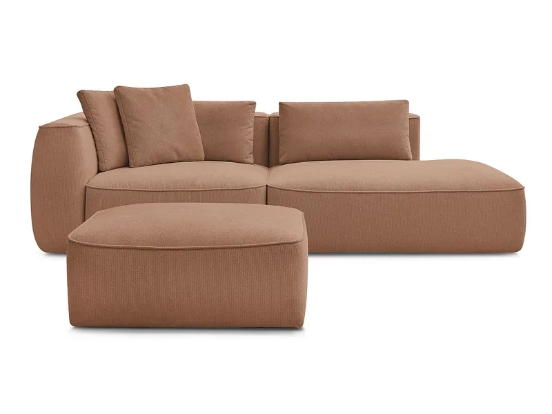 3er Sofa mit Hocker BOBOCHIC LEOPOLD Stoff chiniert orange
