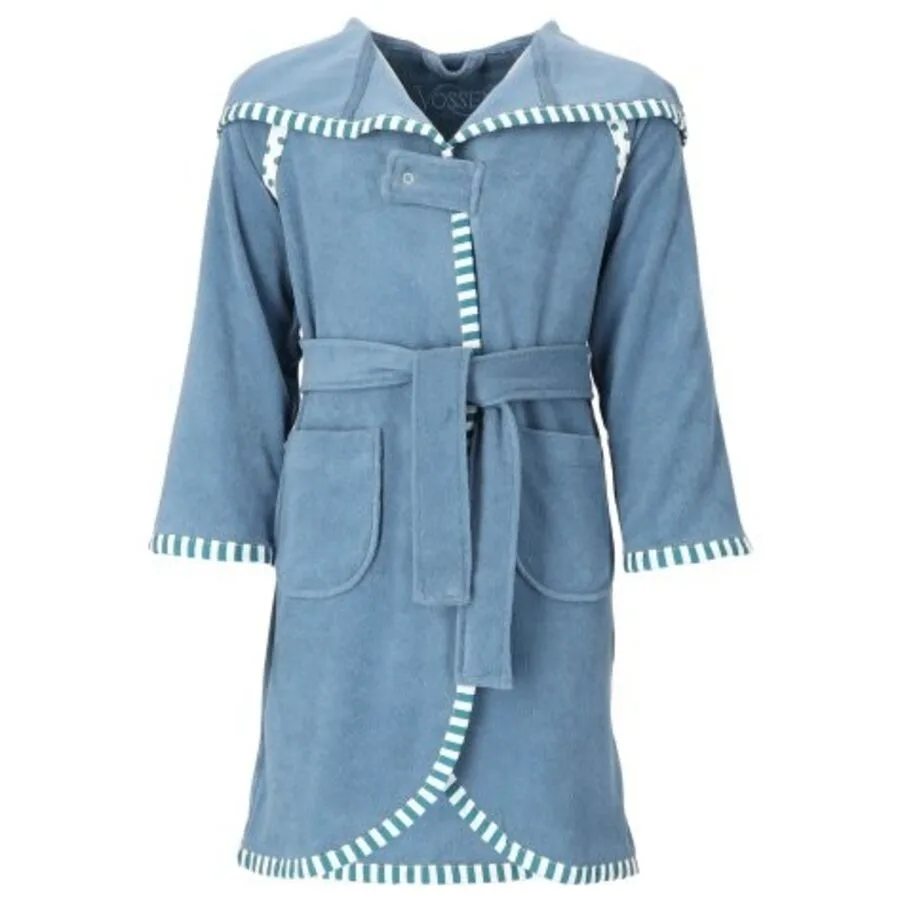 Vossen Bademantel Mimmi 122/128 Blau/Grau Baumwolle