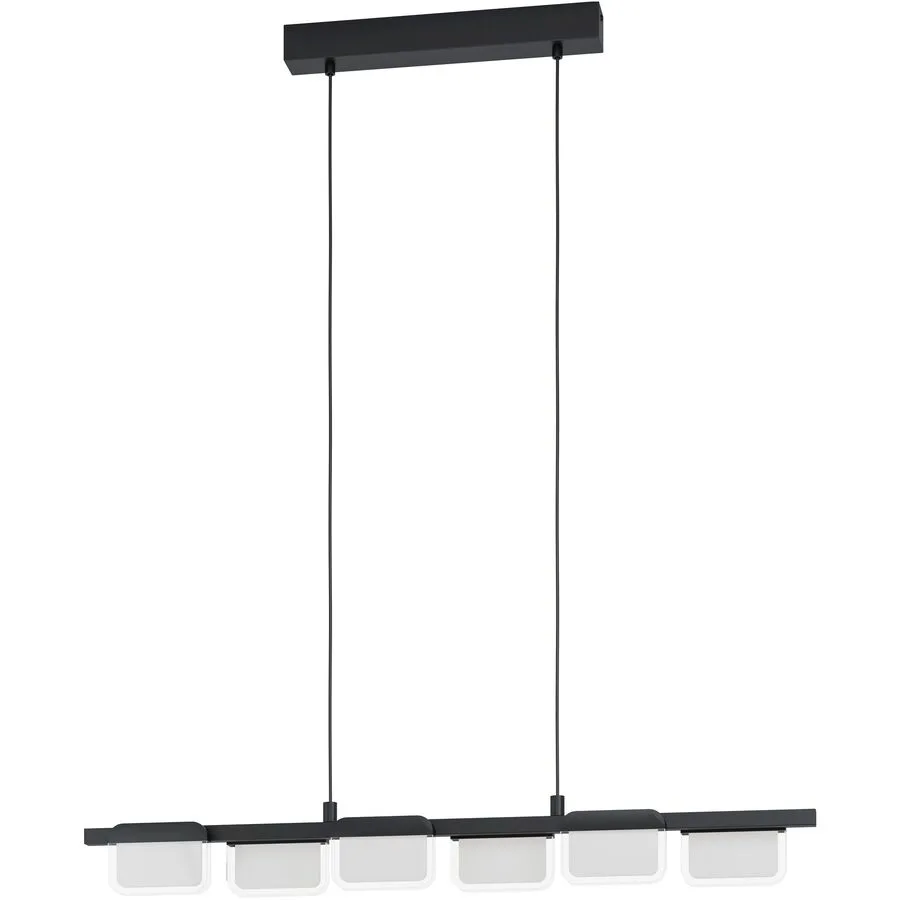 Eglo Pendellampe Ervidel Schwarz Stahl/Kunststoff 6 cm 93 cm - Farbe: Schwarz/klar/satiniert - LED - Lichtfarbe: Warmweiss - Material: