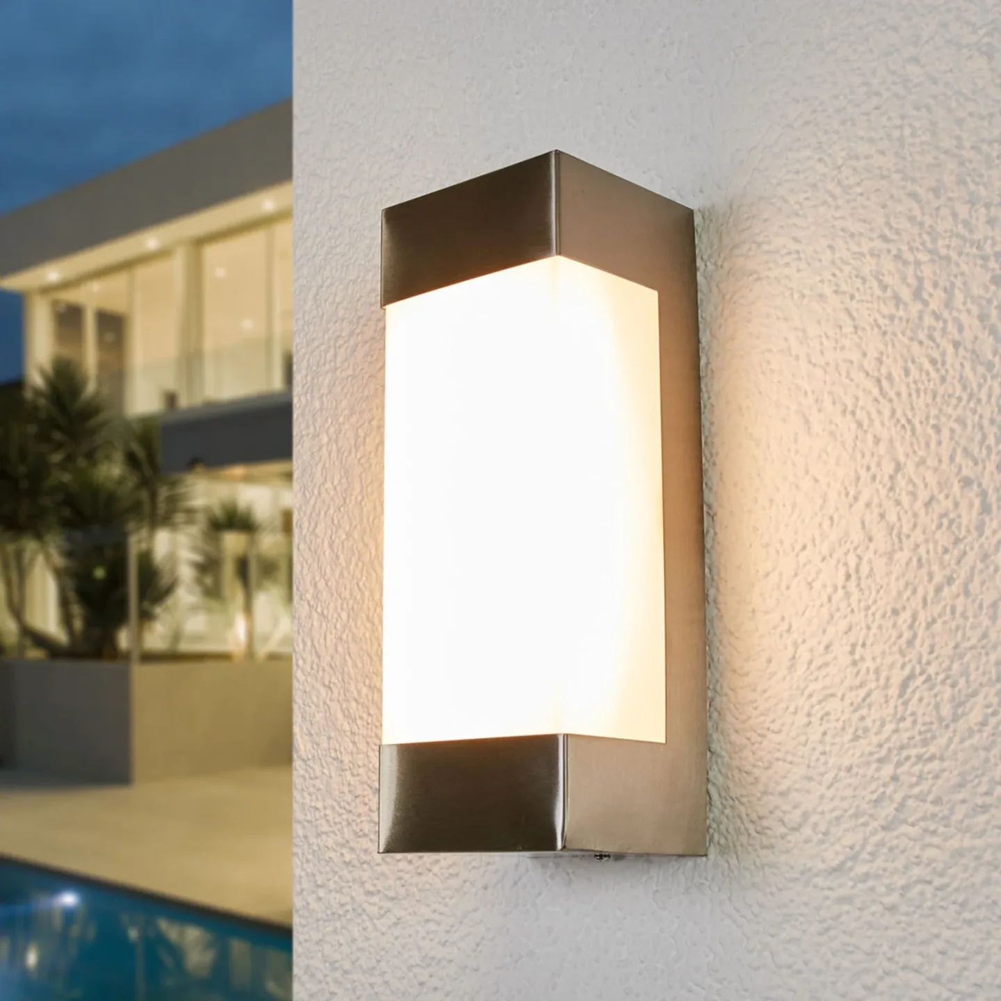 Severina udendørs LED-væglampe, stål, IP44 - Lindby - Moderne - Metal - Kantet