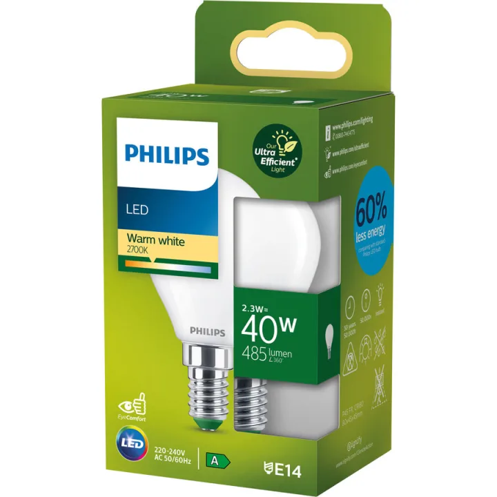Leuchtmittel Philips Glas E14 2.3 W - Farbe: Weiss matt - Lichtfarbe: Extra warmweiss