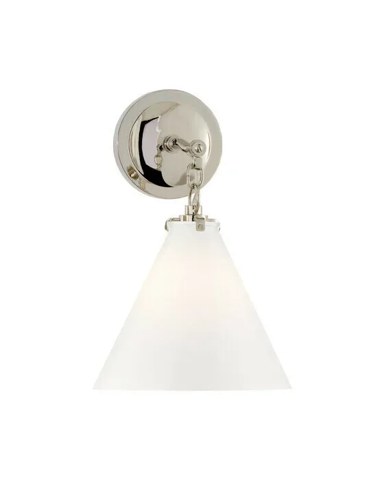 Katie Conical Sconce Polished Nickel/White Glass