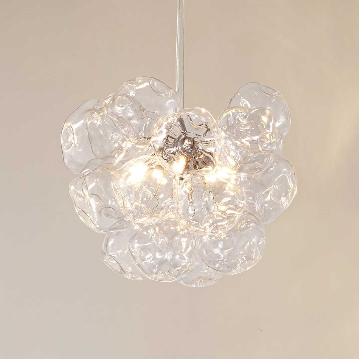 Diborah hængelampe, klar, Ø 43 cm, glas, G9 - Lucande - Stue - Design - Med flere lyskilder