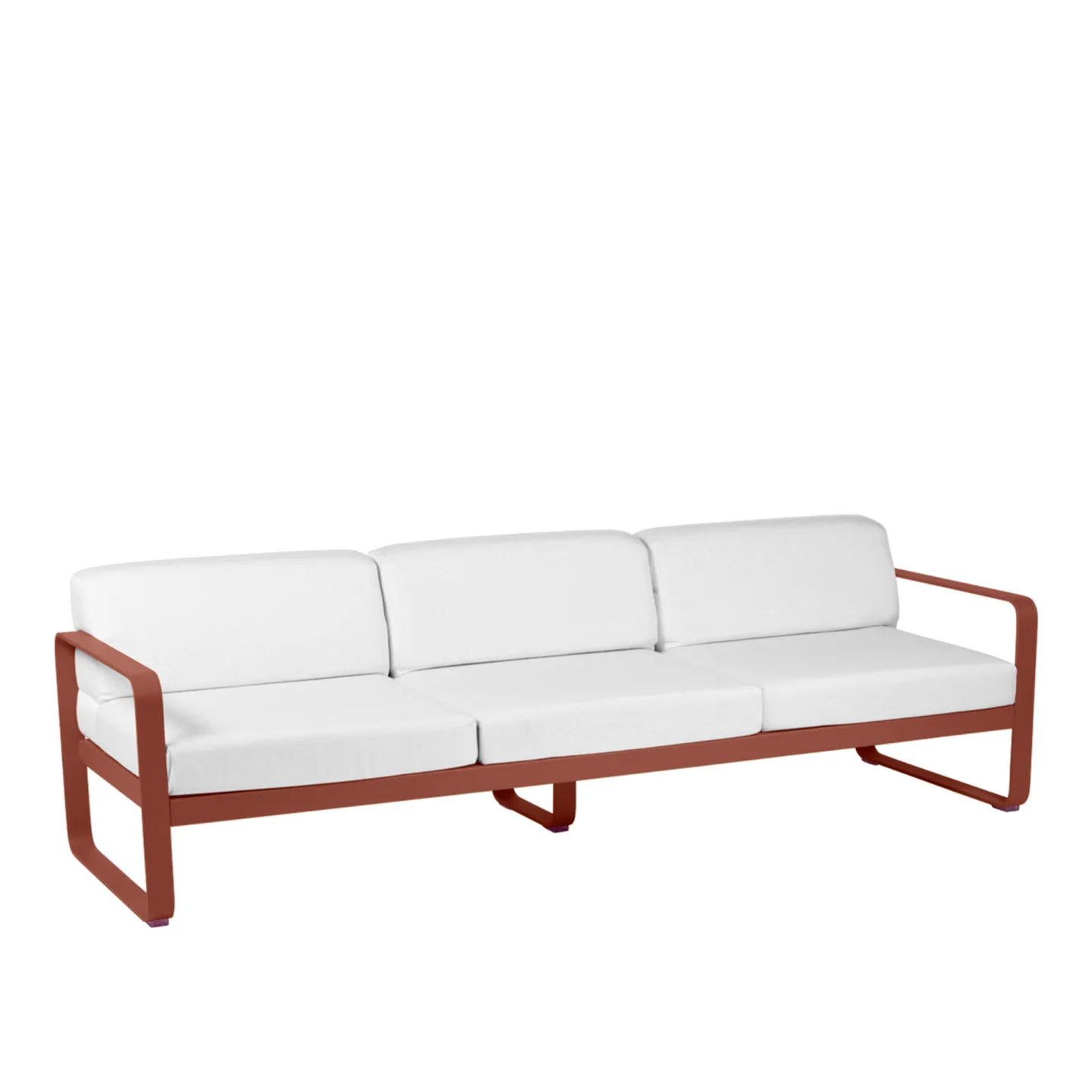 Fermob - Bellevie 3 Seater Sofa Off-White Cushions, Red Ochre - Soffor utomhus - Pagnon & Pelhaître