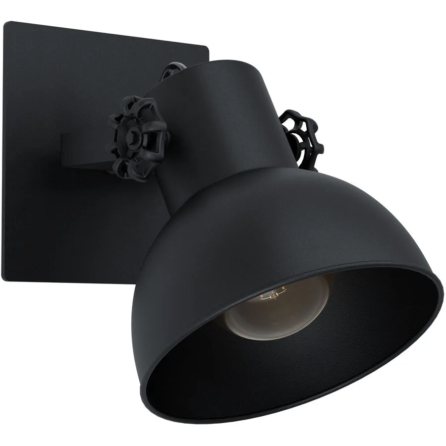 Eglo Wandlampe Barnstaple 1 Schwarz Stahl/Holz 16 cm - Material: Holz/Stahl