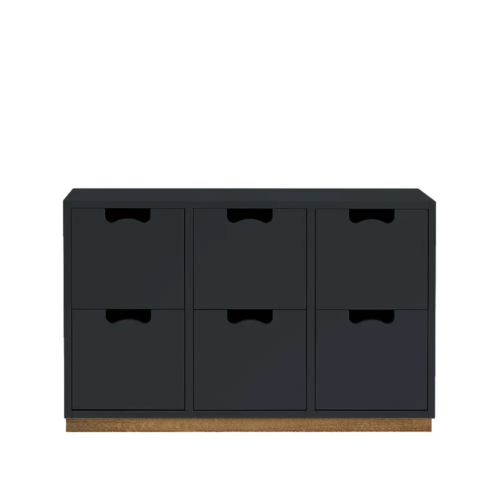 Asplund Snö B2 Kommode Char grey, Eichensockel