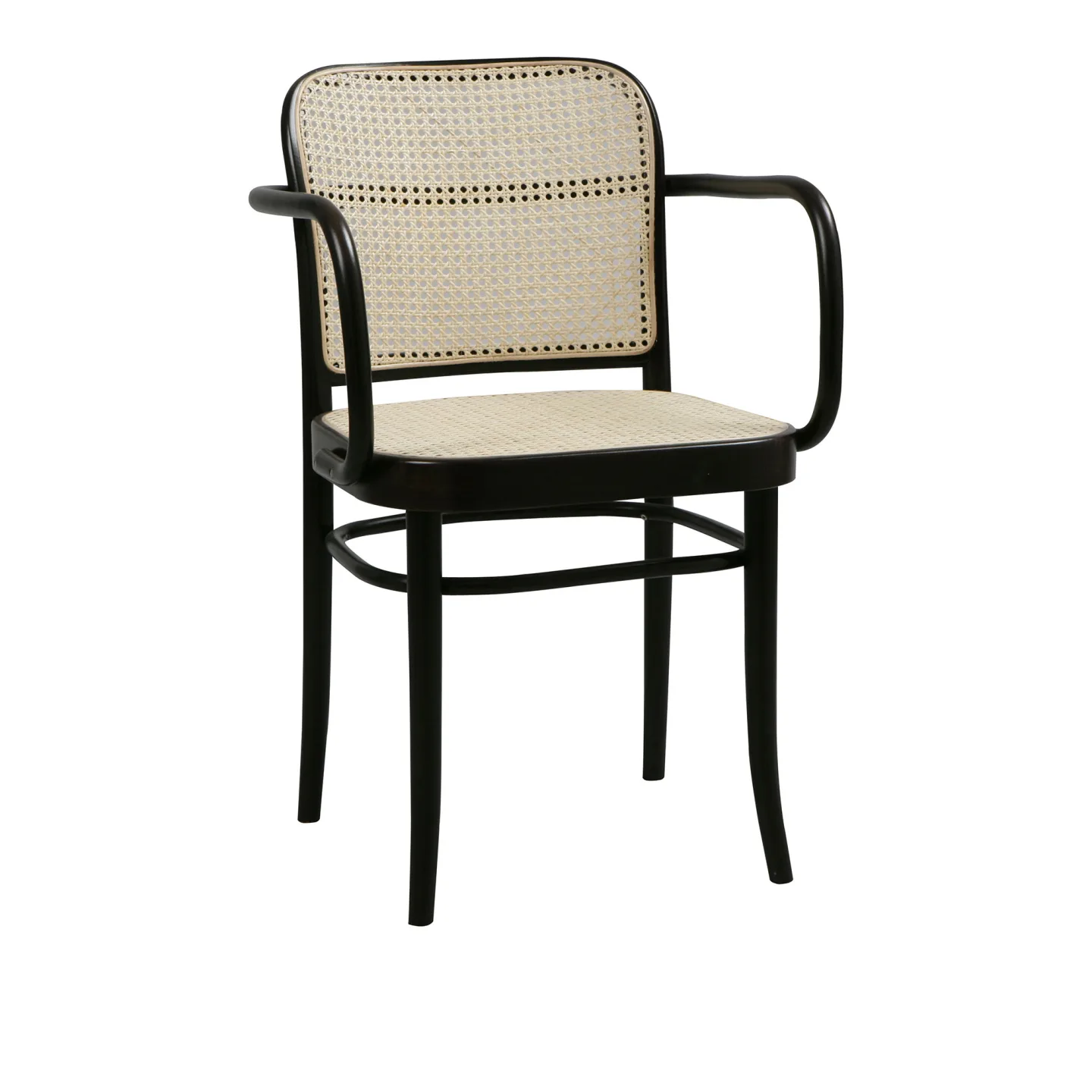 Ton - 811 Armchair Cane Beech Stained Black Grain - Matstolar - Josef Hoffmann - Svart - Trä