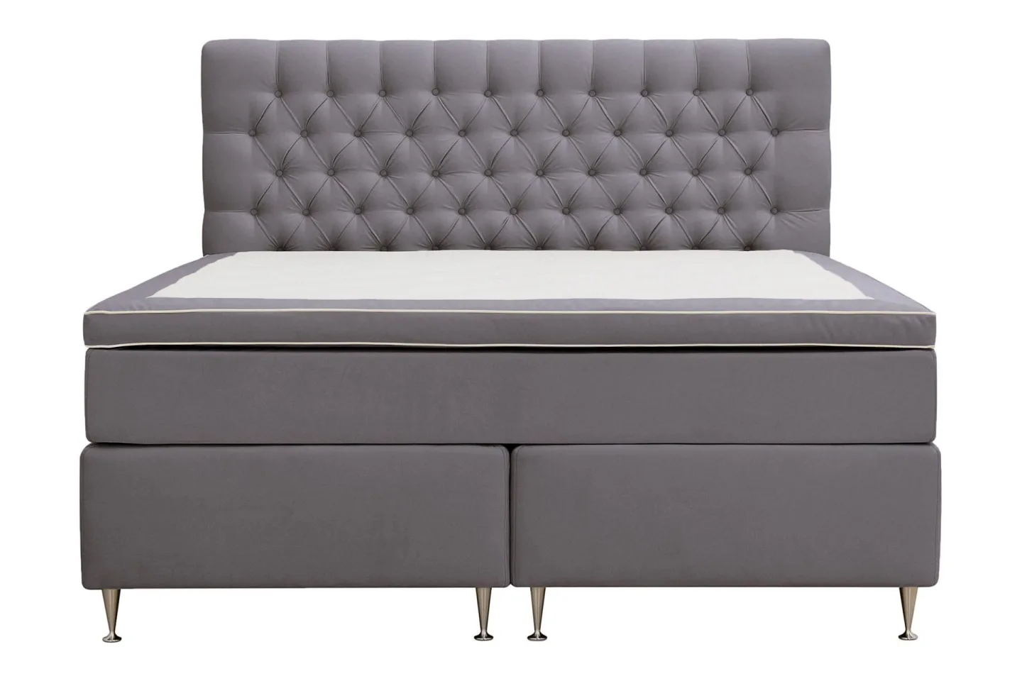 HVILA Lyx Komplett Sängpaket 180x200 cm Kontinentalsäng med knappad sänggavel i sammet - Grå