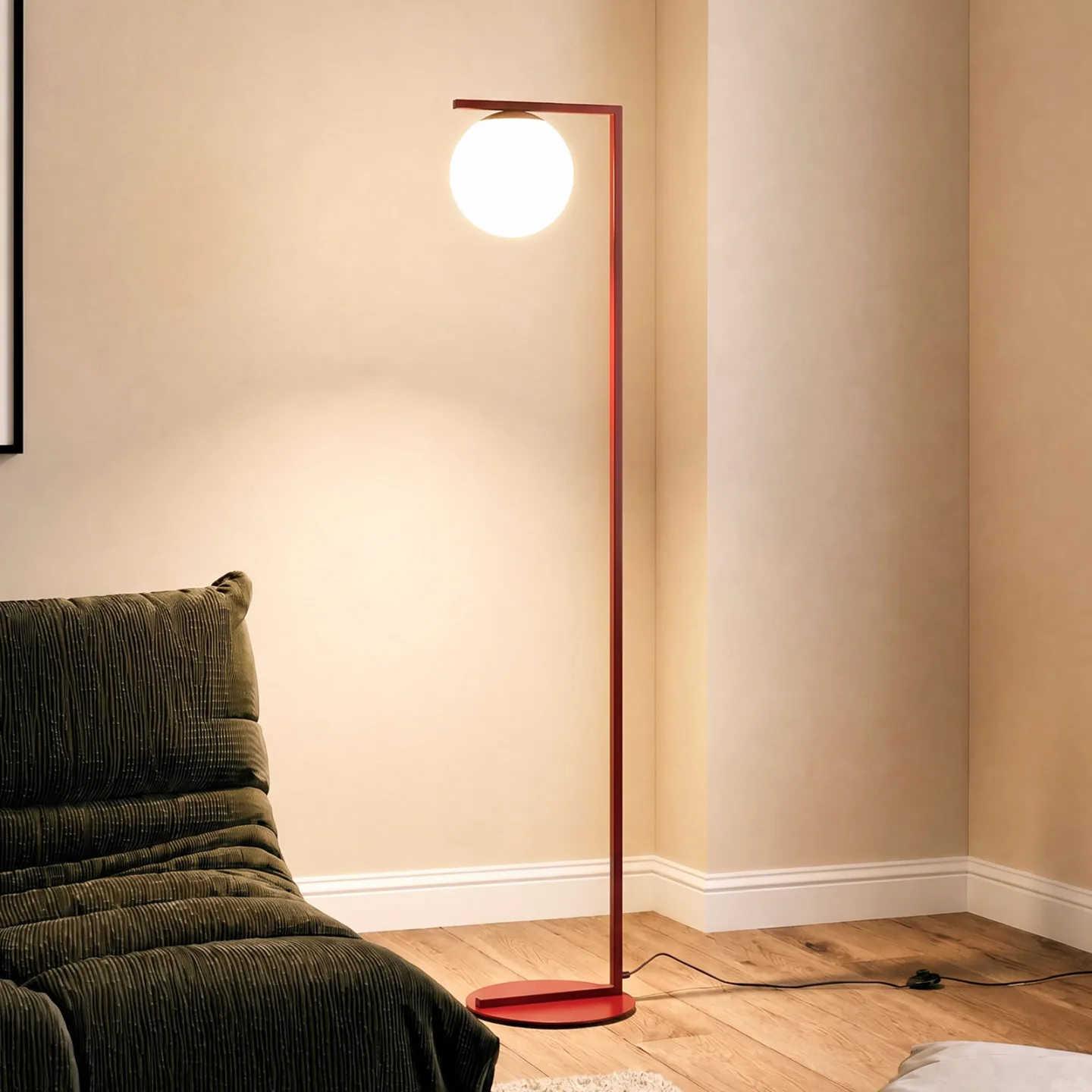 Zac Stehlampe, opal/weinrot, 1-flg. - ALDEX - Wohnzimmer - Modern - Glas - Einflammig