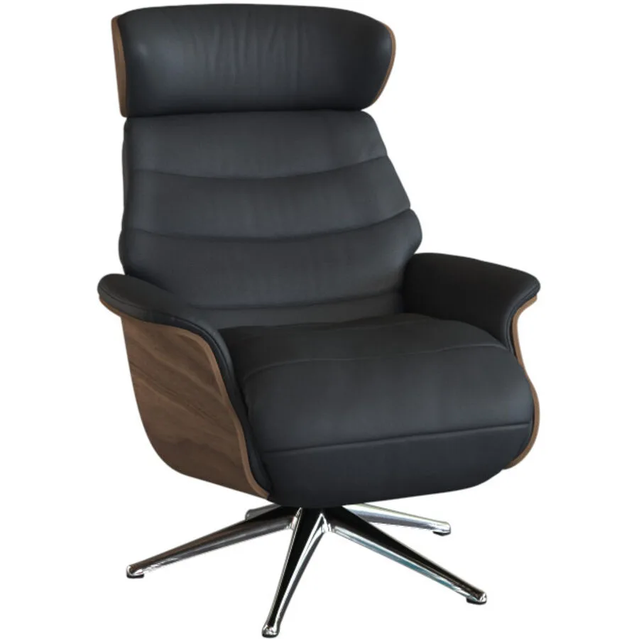 Relaxsessel Cam Schwarz Leder 83 cm 88 cm