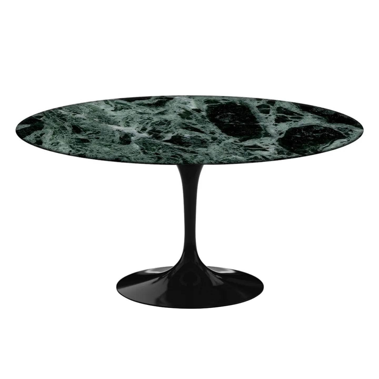 Knoll - Saarinen Round Table - Matbord, Ø 152 cm, Svart underrede, skiva i glansig grön Alpi marmor - Matbord - Eero Saarinen - Grön - Metall/Sten
