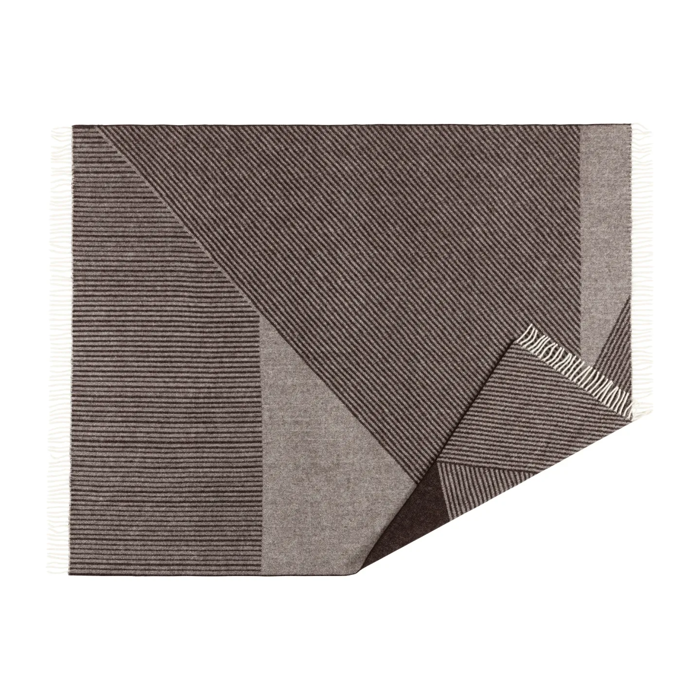NJRD Stripes Wolldecke 130 x 185cm Braun